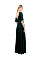 Flutter Sleeves V-Neck Stretch Velvet Dark Green Long Prom Dress / Bridesmaid Dress Bath