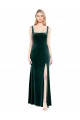 Sleeveless Square Neck Stretch Velvet Dark Green Long Prom Dress / Bridesmaid Dress Bath