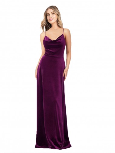 Sleeveless V-Neck Stretch Velvet Grape Long Formal Evening Gown / Prom Dress / Bridesmaid Dress Bath
