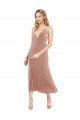 Sleeveless V-Neck Stretch Velvet Pink Midi Length Prom Dress / Bridesmaid Dress Bath