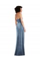 Sleeveless Strapless Stretch Velvet Dusty Blue Long Formal Evening Gown / Prom Dress / Bridesmaid Dress Bath