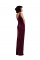 Sleeveless V-Neck Stretch Velvet Burgundy Long Semi Formal Evening Dress / Prom Dress / Bridesmaid Dress Bath