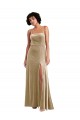 Sleeveless Square Neck Stretch Velvet Champagne Long Formal Evening Gown / Prom Dress / Bridesmaid Dress Bath