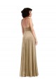 Sleeveless Square Neck Stretch Velvet Champagne Long Formal Evening Gown / Prom Dress / Bridesmaid Dress Bath