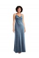 Sleeveless Cowl Neck Stretch Velvet Dusty Blue Long Bridesmaid Dress / Evening Dress Bath