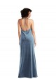 Sleeveless Cowl Neck Stretch Velvet Dusty Blue Long Bridesmaid Dress / Evening Dress Bath