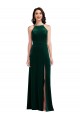 Sleeveless High Neck Stretch Velvet Dark Green Long Semi Formal Evening Dress / Prom Dress / Bridesmaid Dress Bath
