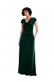 Cap Sleeves Cowl Neck Stretch Velvet Dark Green Long Black Tie Evening Gown / Prom Dress / Bridesmaid Dress Bath