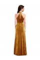 Sleeveless High Neck Stretch Velvet Gold Long Semi Formal Evening Dress / Prom Dress / Bridesmaid Dress Bath