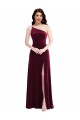 Sleeveless One Shoulder Stretch Velvet Burgundy Long Black Tie Evening Dress / Prom Dress / Bridesmaid Dress Bath