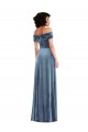 Sleeveless Off the Shoulder Stretch Velvet Dusty Blue Long Semi Formal Evening Dress / Prom Dress / Bridesmaid Dress Bath