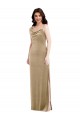 Sleeveless One Shoulder Stretch Velvet Champagne Long Black Tie Evening Gown / Prom Dress / Bridesmaid Dress Bath