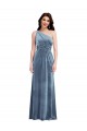 Sleeveless Off the Shoulder Stretch Velvet Dusty Blue Long Bridesmaid Dress / Evening Dress Bath