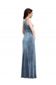 Sleeveless Off the Shoulder Stretch Velvet Dusty Blue Long Bridesmaid Dress / Evening Dress Bath