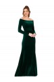 Long Sleeves Off the Shoulder Stretch Velvet Dark Green Long Formal Evening Gown / Prom Dress / Bridesmaid Dress Bath