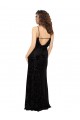 Sleeveless V-Neck Floral Velvet & Stretch Velvet Black Long Bridesmaid Dress Bath