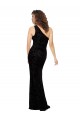 Sleeveless One Shoulder Floral Velvet & Stretch Velvet Black Long Bridesmaid Dresses Bath