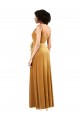 Sleeveless V-Neck Stretch Velvet Gold Long Black Tie Evening Gown / Prom Dress / Bridesmaid Dress Bath