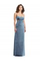 Sleeveless Square Neck Stretch Velvet Dusty Blue Long Formal Evening Gown / Prom Dress / Bridesmaid Dress Bath