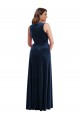 Sleeveless V-Neck Stretch Velvet Dark Navy Long Formal Plus Size Evening Gown / Prom Dress / Bridesmaid Dress Bath