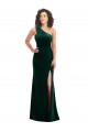 Sleeveless One Shoulder Stretch Velvet Dark Green Long Black Tie Prom Dress / Bridesmaid Dress Bath