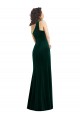 Sleeveless One Shoulder Stretch Velvet Dark Green Long Black Tie Prom Dress / Bridesmaid Dress Bath