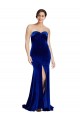 Sleeveless Strapless Stretch Velvet Royal Blue Sweep Train Formal Evening Gown / Prom Dress / Bridesmaid Dress Bath