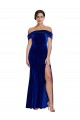 Sleeveless Off the Shoulder Stretch Velvet Royal Blue Long Formal Evening Gown / Prom Dress / Bridesmaid Dress Bath