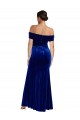 Sleeveless Off the Shoulder Stretch Velvet Royal Blue Long Formal Evening Gown / Prom Dress / Bridesmaid Dress Bath
