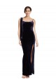 Sleeveless Square Neck Stretch Velvet Dark Navy Long Formal Evening Gown / Prom Dress / Bridesmaid Dress Bath