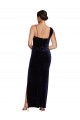 Sleeveless Square Neck Stretch Velvet Dark Navy Long Formal Evening Gown / Prom Dress / Bridesmaid Dress Bath