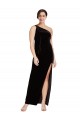Sleeveless One Shoulder Stretch Velvet Black Long Formal Evening Gown / Prom Dress / Bridesmaid Dress Bath