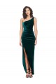 Sleeveless One Shoulder Stretch Velvet Dark Green Long High Low Evening Gown / Prom Dress / Bridesmaid Dress Bath