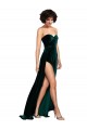 Sleeveless Sweetheart Stretch Velvet Dark Green Sweep Train Semi Formal Evening Dress / Prom Dress / Bridesmaid Dress Bath